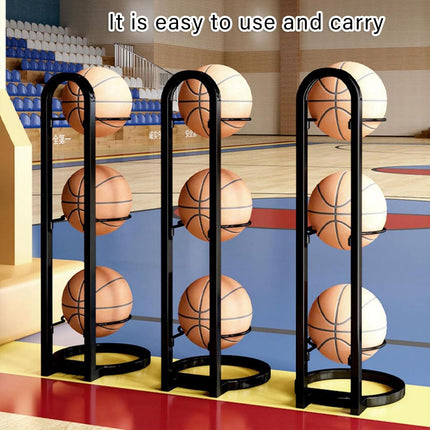 3/4Tier Basketball Stand Ball Organizer Storage Rack Basketball Equipment Holder