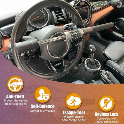 Portable Auto Car Steering Wheel Lock Security Keyless Password Code Anti Theft