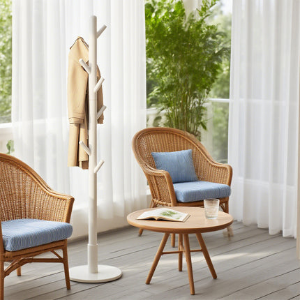 Floor Coat Rack with 8 Hooks Space Saving Standing Clothes Hanger Organiser