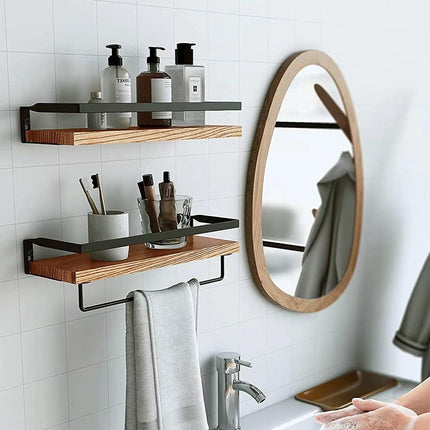 2pcs Floating Wall Shelf Iron Storage Rack Mounted Home Office Decor Organizer