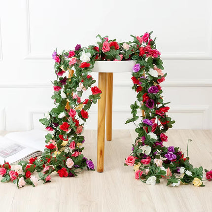 6PCS Artificial Flower Vine Wall Hanging Decoration Home Yard Durable Faux Plant