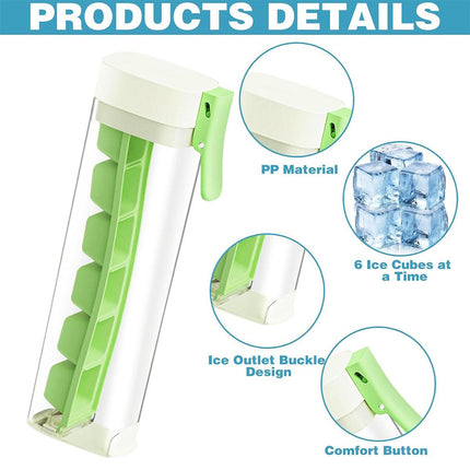 2pcs Press Ice Cube Tray 6 Grid Small Mould with Lid Ice Storage Box for Freezer