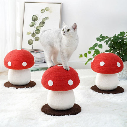 Red Mushroom Cat Climbing Frame Vertical Scratching Post Board Pet Furniture