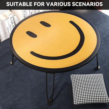 Foldable Small Table with Smiley Face Pattern Childrens Study Desk Play Table