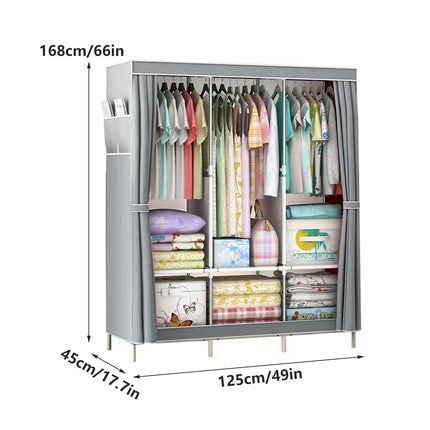 Large Easy Assemble Wardrobe With Cover Clothes Storage Rack Dustproof Hanger
