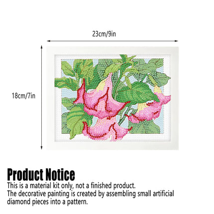 Framed DIY Diamond Painting With Flowers Materials Kit Students Educational Toys
