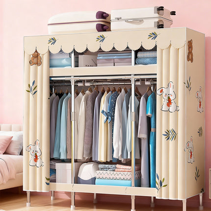 Fabric Wardrobe Closet Organizer 165x45x170cm Durable for Bedroom Storage Use