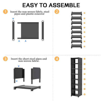 Eight Layer Black Shoe Rack Home Dustproof Shoe Cabinet Removable Multi Shelves