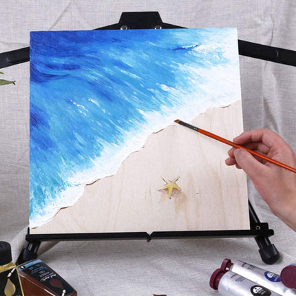 Black Aluminum Tabletop Easel Stand with Adjustable Arms for Art Painting Display