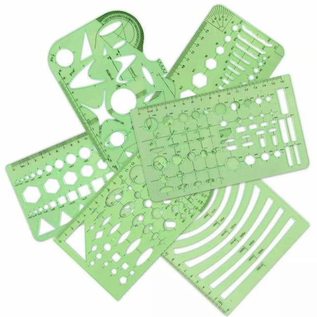 11pcs Plastic Circles Squares Geometric Template Ruler Stencil Measuring Tool AU - Aimall
