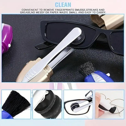 Portable Best Eyeglass Sunglass All In One Glasses Lens Cleaner Brush Hot Au