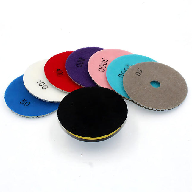 10Pcs 4" Diamond Polishing Pads Wet Dry 4" Set For Granite Marble Concrete