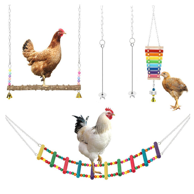 5pcs Chicken Toys Climbing Ladder Swing Hanging Toy for Hens and Poultry Play
