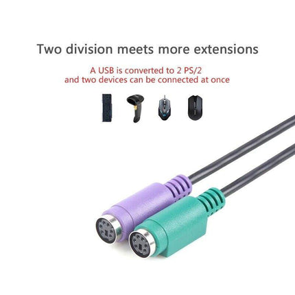 USB Male to PS2 Female Adapter Active Converter Cable Barcode scanner KVM Switch - Aimall
