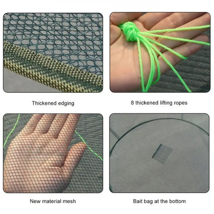 Open Folding Fishing Net Round Fishnet Portable Fish Pocket for Outdoor Angling