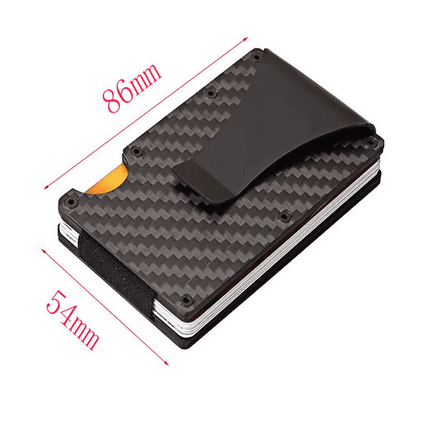 Men Slim Carbon Fiber Credit Card Holder RFID Blocking Metal Money Clip Wallet - Aimall