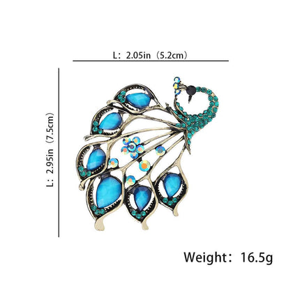 Vintage 1.58cts Rose Cut Diamond Gemstone Studded Silver Peacock Brooch Jewelry