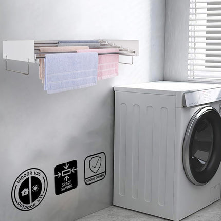 Wall Mount Foldable Clothes Drying Rack Sturdy Material Space Saving Balck/White