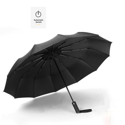 Automatic Folding Umbrella 12-Rib Large Windproof Sunshade for Men and Women