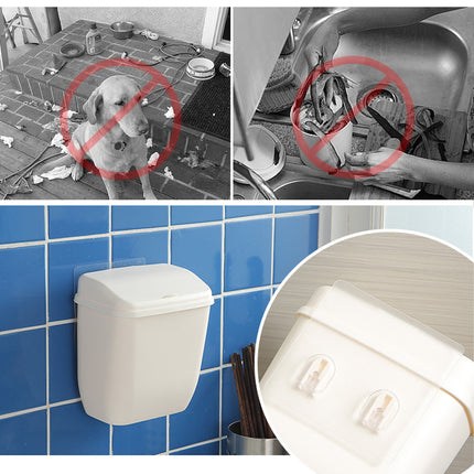 Wall Hanging Dustbin With Cover For Toilet Kitchen Hole Free Space Saving Bin