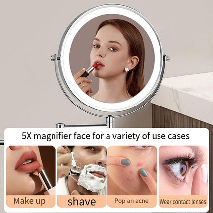 Folding Wall Mounted Makeup Mirror Telescopic Rotating Mirror for Hotel Bathroom