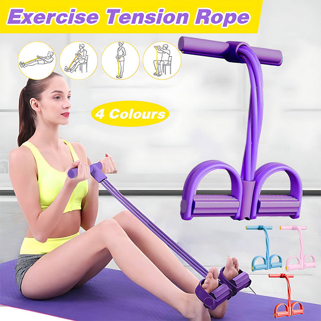 Multi-Function Exercise Tension Rope Foot Pedal Resistance Fitness Pull Bands