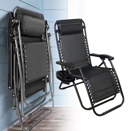 Cool Black Self-produced Nap Folding Recliner Office Lunch Beach Chair