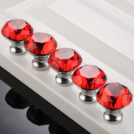 Door Knobs Handles Clear Crystal Diamond Glass Kitchen Cupboard Cabinet Pulls 30MM