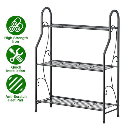 Metal Plant Stand 3 Tier Shelf Indoor Outdoor Flower Pot Display Rack 83cm
