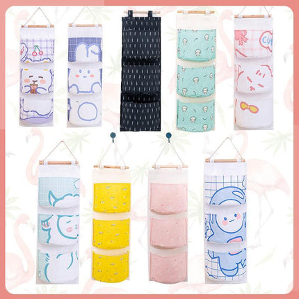 Bear Rabbit Sundry Storage Bag 3 Pockets Door Wall Hanging Organizer Pouch AU - Aimall