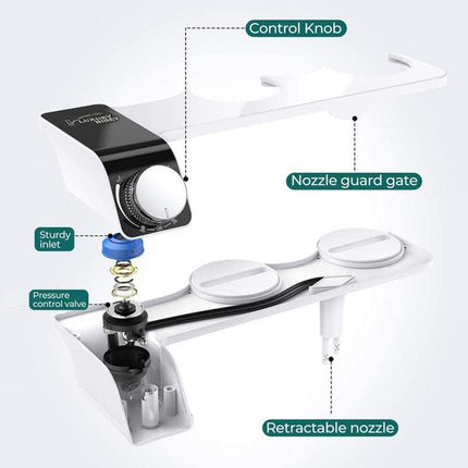 Bidet Toilet Seat Dual Nozzles Self-Cleaning Wash Hot Cold Mixer Water Sprayer