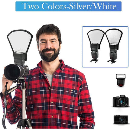 Camera Flash Diffuser Softbox Silver and White Reflector for Canon - Aimall
