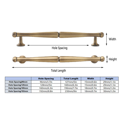 Bronze Cabinet Door Handle Retro Chinese Style Pull for Closet Drawer Furniture