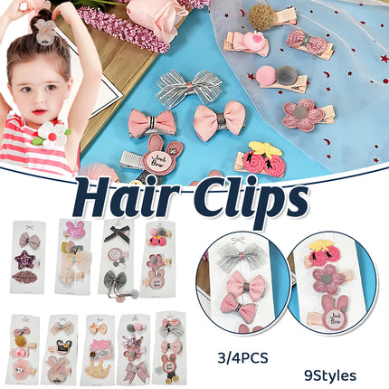3/4PCS Christmas Hair Clips Set Bow Flower Hairpin Hairgrip Cute Girls Barrettes