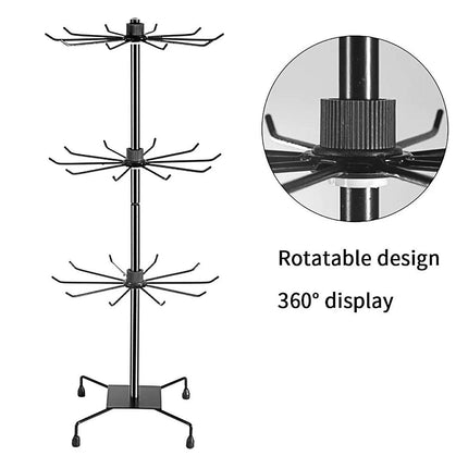 3-Tier Rotating Sock Rack Accessories Hanging Display Stand Organizer for Storage