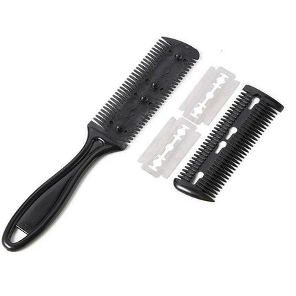 2PCS Razor Comb With Blades Razor Trimmer DIY Double Sides Hair Thinning Comb - Aimall