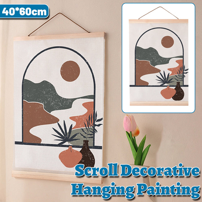 Scroll Painting with Solid Wood Hanger Traditional Chinese Style For Home Decor
