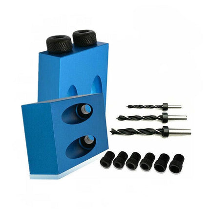 14Pcs 15° Pocket Hole Screw Jig Dowel Drill Set Wood Tool Kit Angle Hole Locator - Aimall