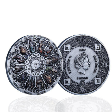 Twelve Constellations Coin Sun and Moon Challenge Medal Double-sided Embossed - Aimall