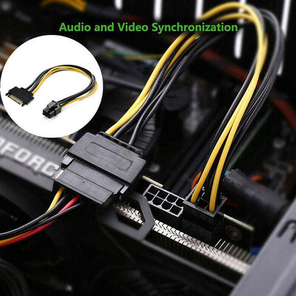 20CM 15 Pin SATA Power to 6 Pin PCIe PCI-e PCI Express Cable For Video Card