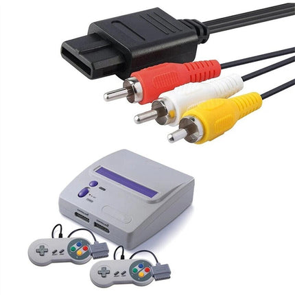 2x RCA AV Audio Video Composite Cable Cord SUPER SNES GAMECUBE GC NINTENDO N64 - Aimall