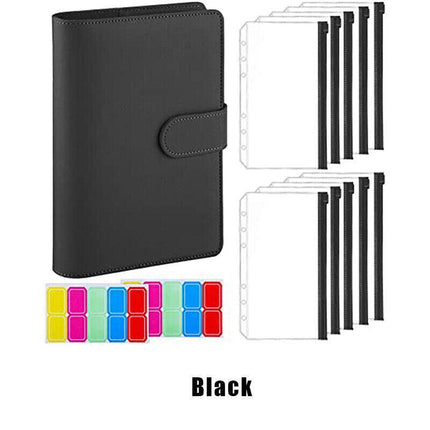 A6 Pu Leather Binder Pockets Cash Envelope Planner Notebooks