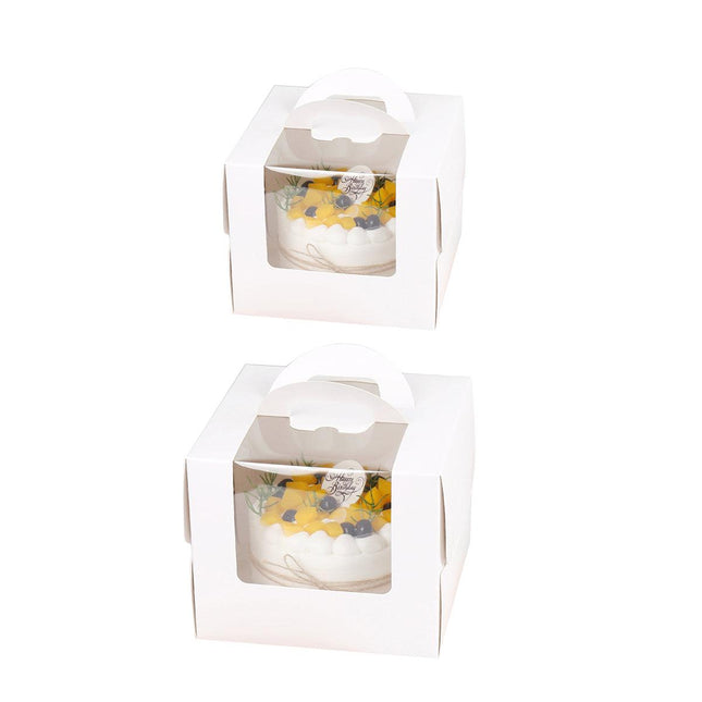 50pcs Portable Cake Boxes with Open Window for Birthday Party Cake Packaging