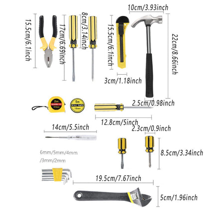 Emergency Home Toolbox Tool Set for Household Repair Kit with Essential Tools