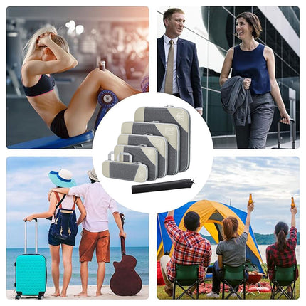 6PCS Compression Packing Cubes Expandable Luggage Storage Bag Travel Packing Bag