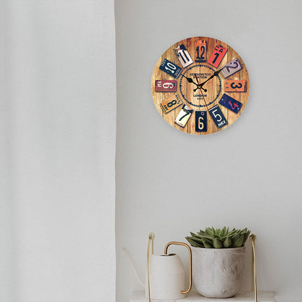Wooden Wall Clock Round Shape Creative Design For Living Room Bedroom Decoration