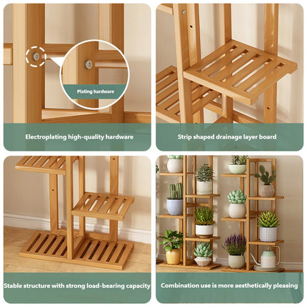 5/6 Tier Bamboo Minimalist Flower Plant Stand Home Balcony Garden Floor Rack