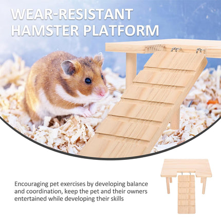 Hamster Wood Stand Platform with Ladder Small Animal Toy Hamster Rat Accessories