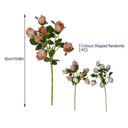 3PCS 7-Head Artificial Rose Decor Realistic Flower Table Centerpiece Decoration