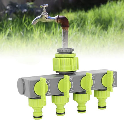 Garden Hose Splitter 4 Way Tap Connector With Valve for Lawn Irrigation System